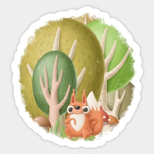 Cute squirrel in forest. Sticker